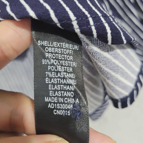 NEW Adrianna Papell Womens L Navy Striped Blouse Polyester/Elastane - Picture 6 of 8